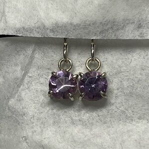 Amethyst Earrings 6.4 mm round purple Amethyst gems in Sterling Earrings
